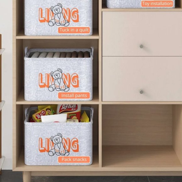 1pc Household Foldable Clothes and Miscellaneous Items Storage Basket With Draws - Picture 8 of 12